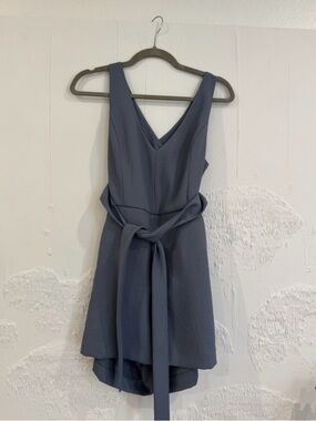 Aritzia Sleeveless V-Neck Romper in Slate Blue